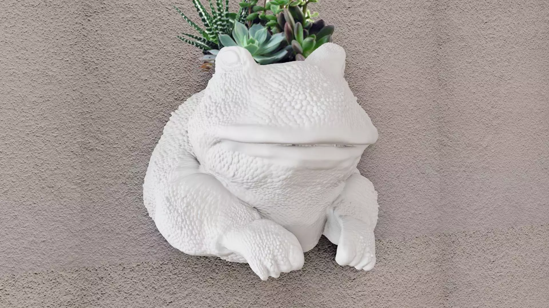 Bull frog head wall mount planter STL 3D print model_0