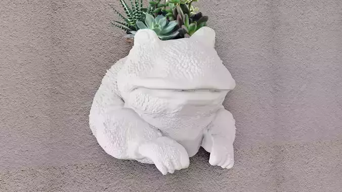 Bull frog head wall mount planter STL