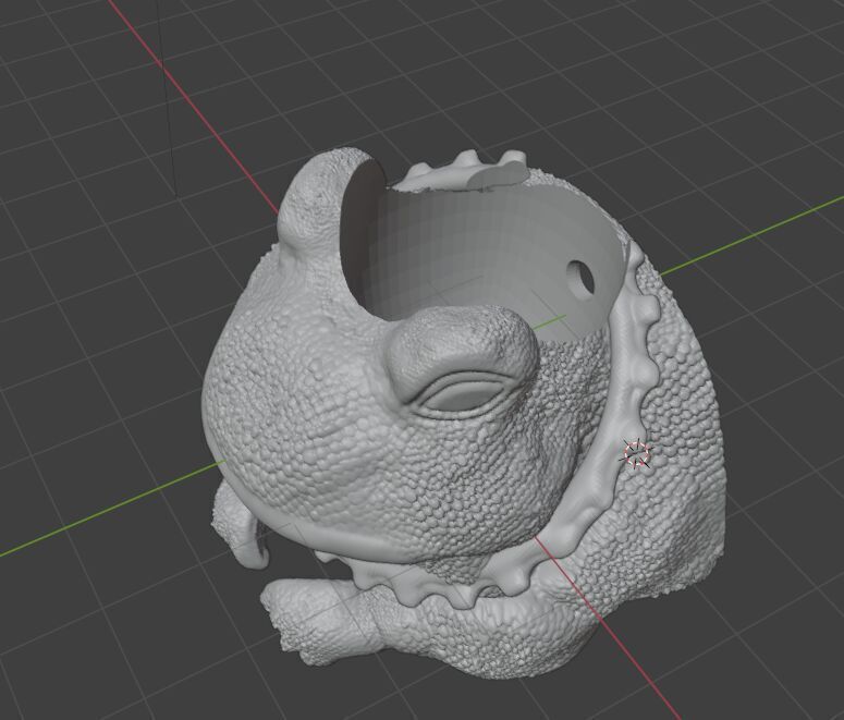 Bull frog head wall mount planter STL 3D print model_3