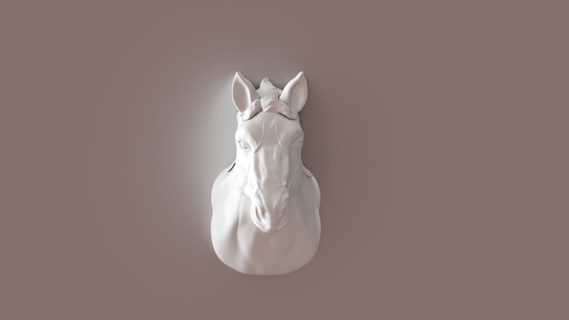 Horse head wall mount with mane STL 3D print model_2