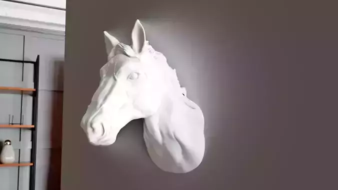 Horse head wall mount with mane STL