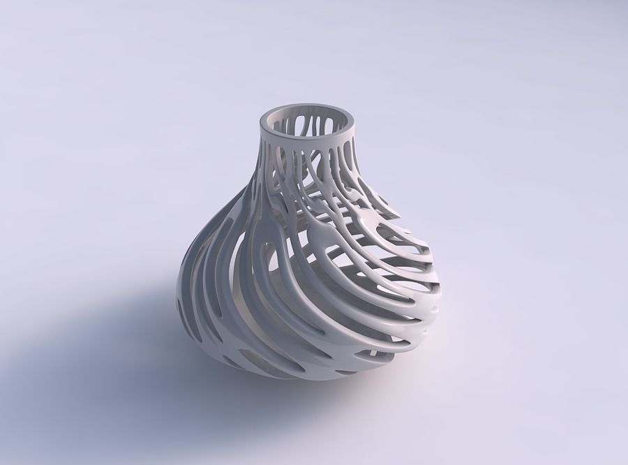Vase curved wide with smooth cuts wide middle 3D print model_0