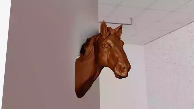 Horse head looking to the left wall mount STL