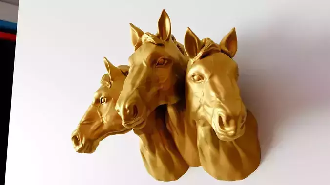 Horse family head wall mount STL