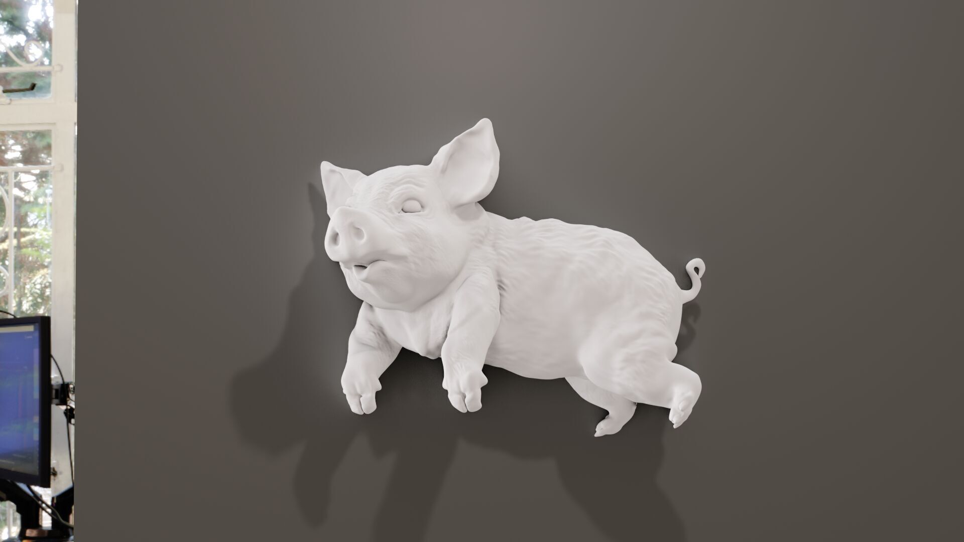 Pig wall art mount decor STL 3D print model_1