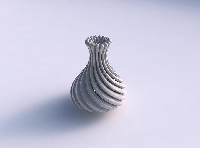 Vase curved twisted with beveled muscle structure and soft tips wide middle