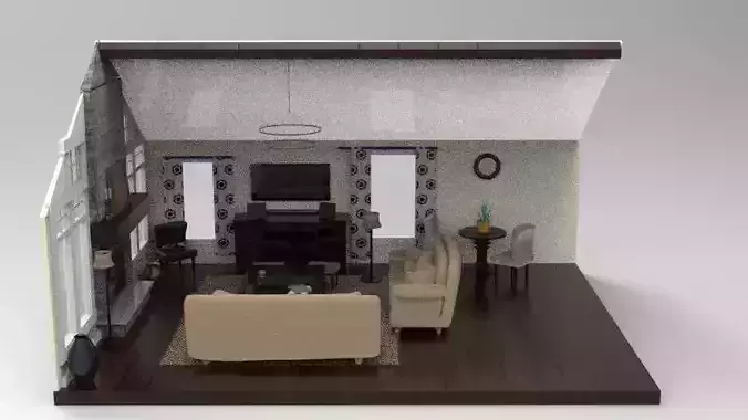 Modern Cozy Living Room Interior Model