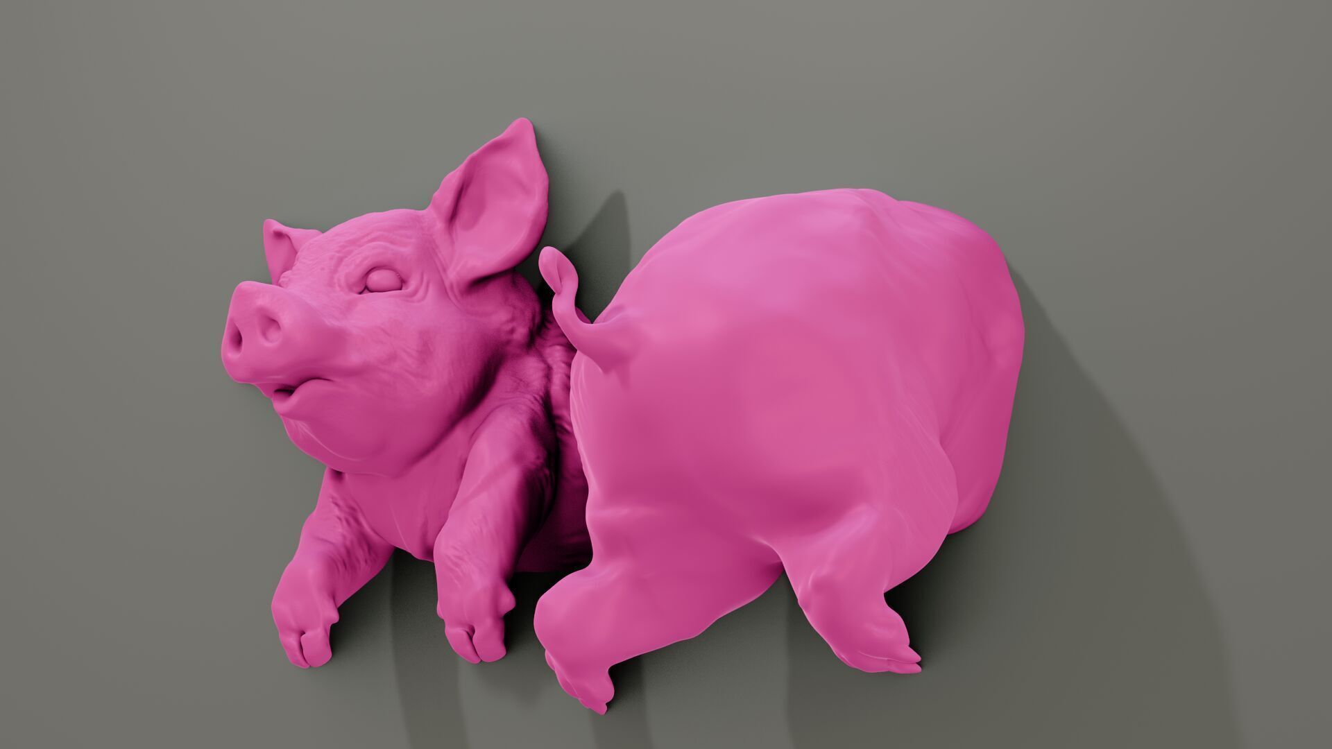 Pig portal funny wall art wall mounted with nail hole at back 3D print model_3