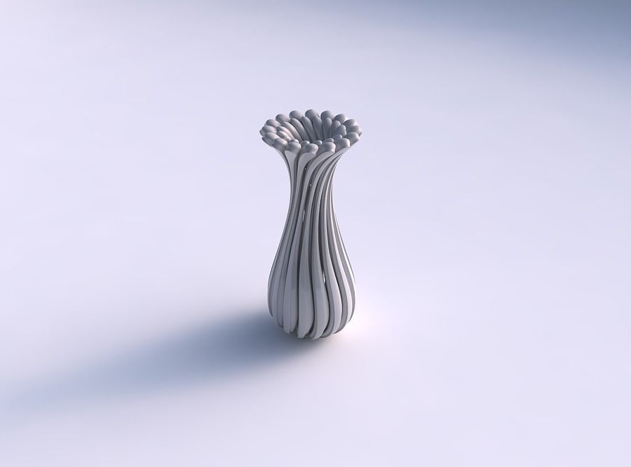 Vase curved twisted with beveled muscle structure and soft ti... 3D print model_0