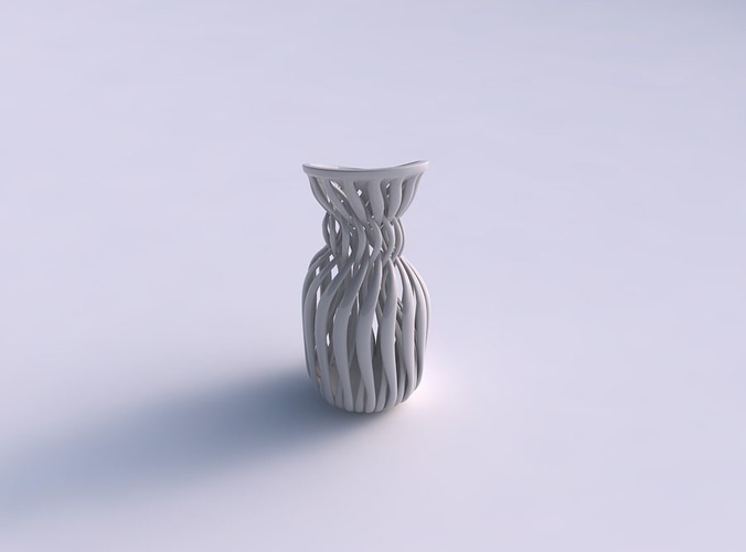 Vase curved twisted with muscle structure and intertwining in neck eccentric
