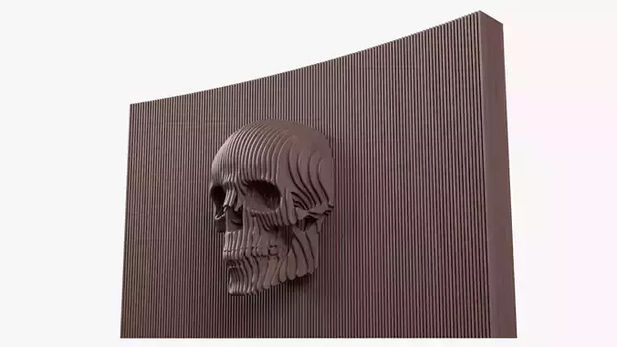 Modern Wooden Wall Decor Panel - Human Scull