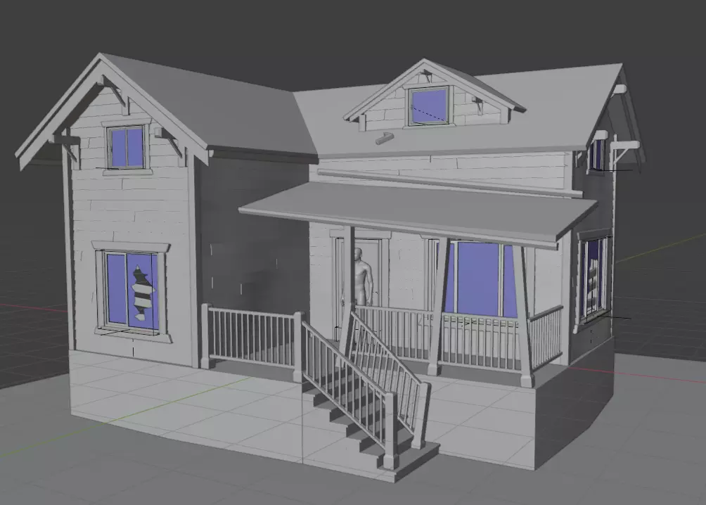 Abandoned House Base mesh Free low-poly 3D model