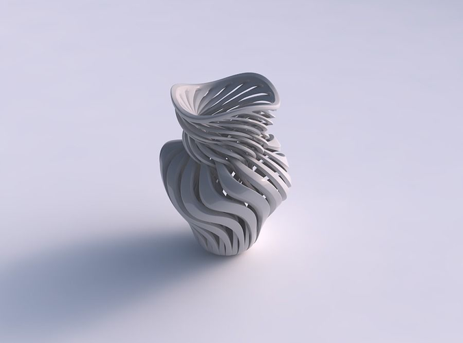 Vase curved twisted with sharp muscle structure and intertwin... 3D print model