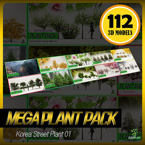 MEGA PLANT PACK - 10 Korea Street Plant Pack Low-poly 3D model