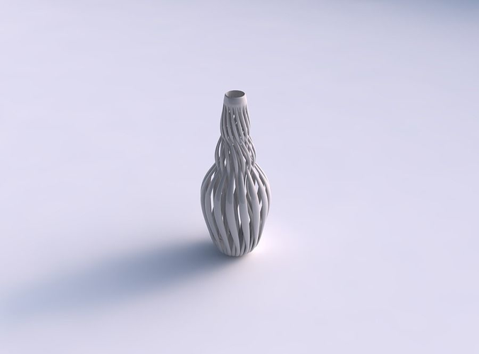 Vase curved twisted with muscle structure and intertwining in neck long neck