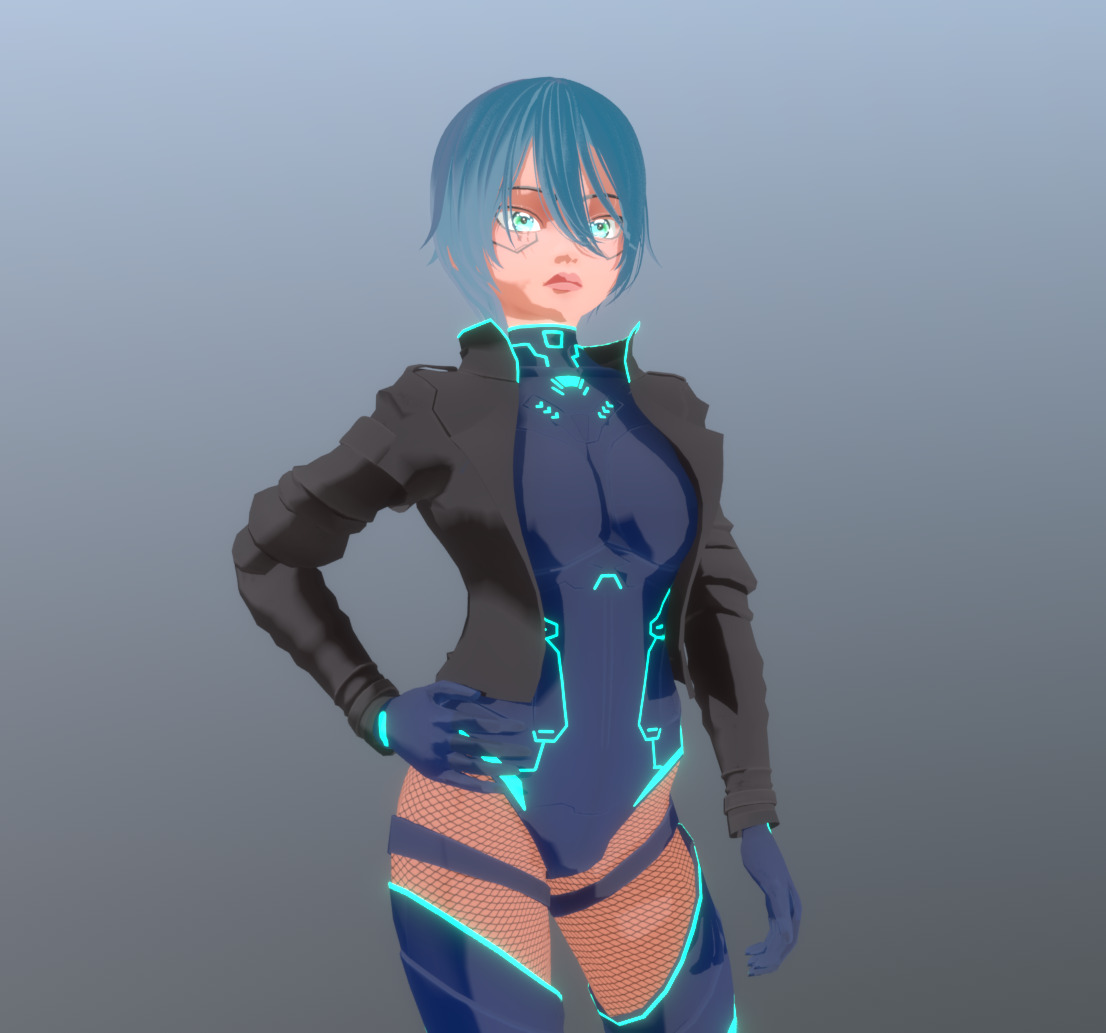 Character Female With Anime Style Low-poly 3D model_2