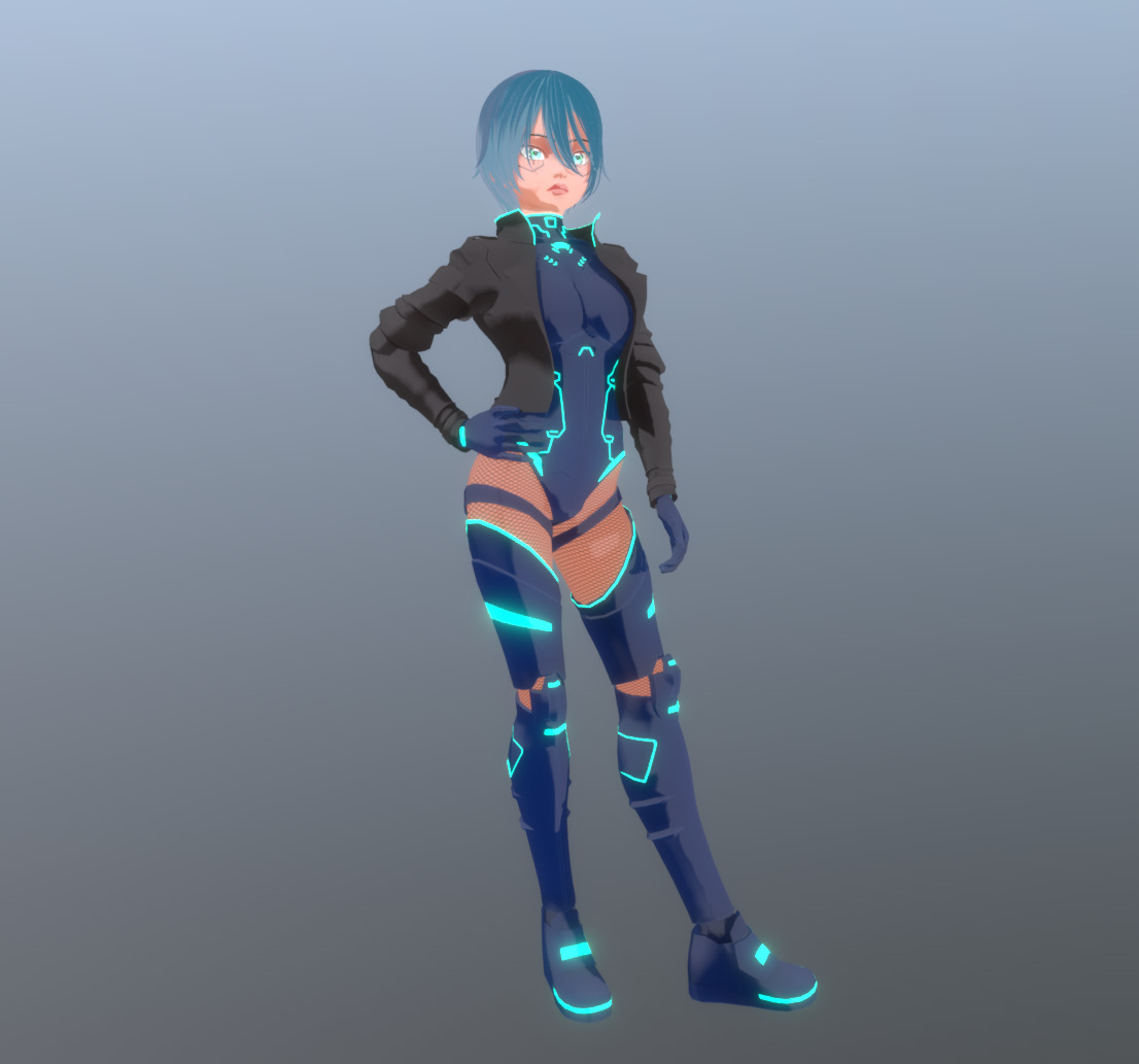 Character Female With Anime Style Low-poly 3D model_1