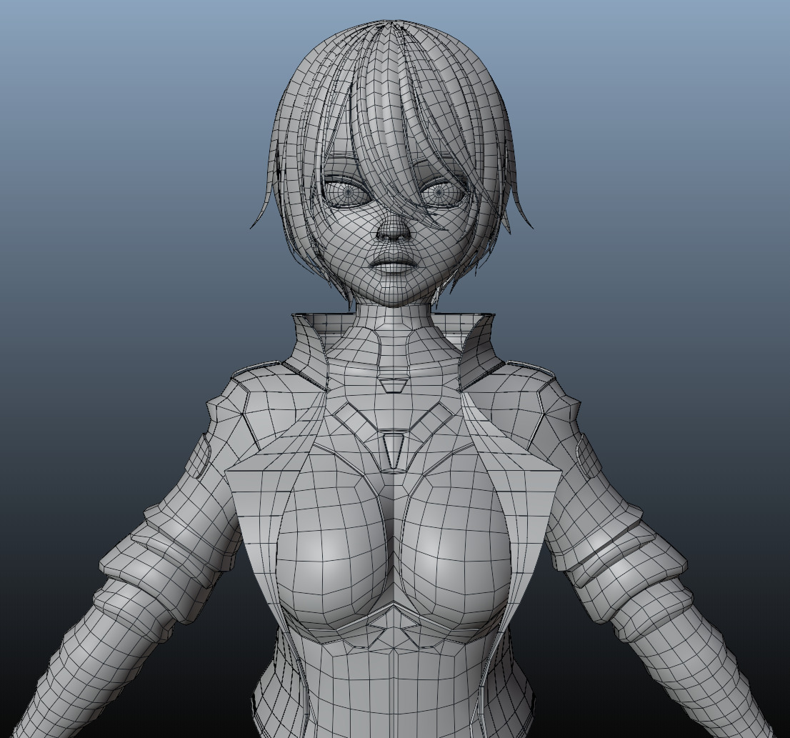 Character Female With Anime Style Low-poly 3D model_5