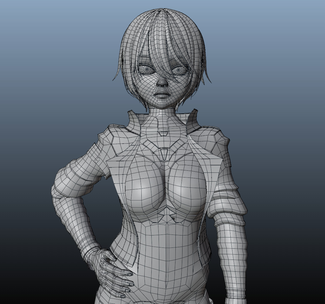 Character Female With Anime Style Low-poly 3D model_4