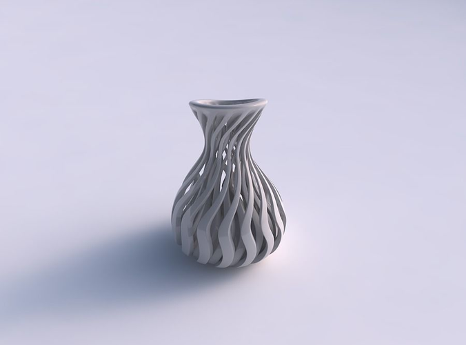 Vase curved with sharp muscle structure eccentric