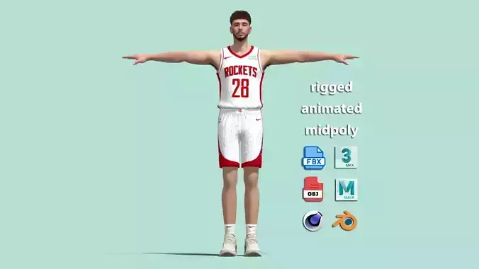 T-Pose Rigged Alperen Sengun Houston Rockets 3D model