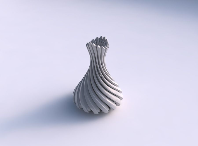 Vase curved twisted with beveled muscle structure and soft ti... 3D print model