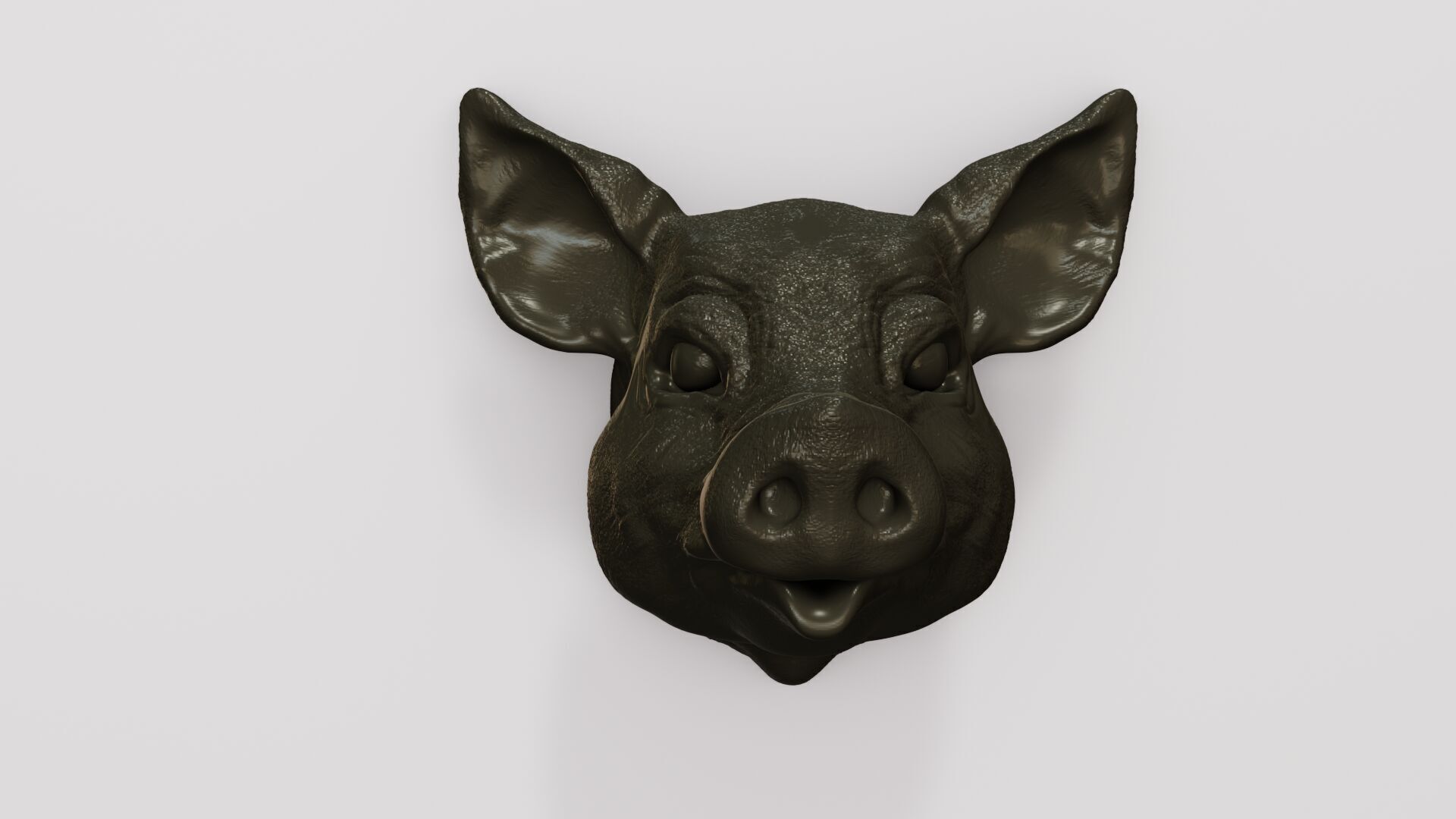 Pig head wall mount STL 3D print model_5