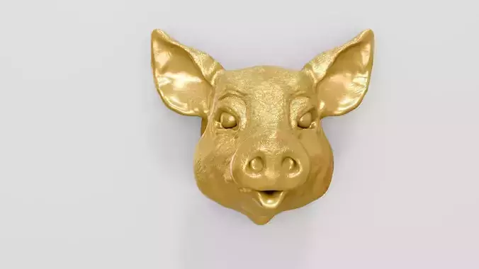 Pig head wall mount STL