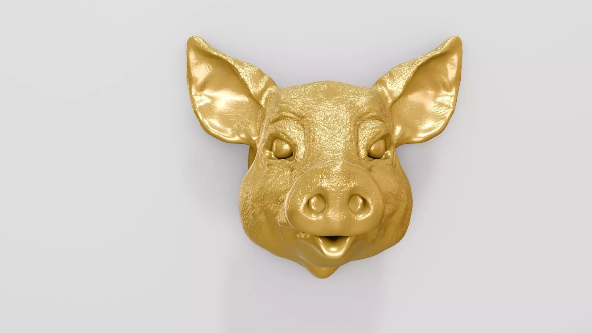 Pig head wall mount STL 3D print model_0