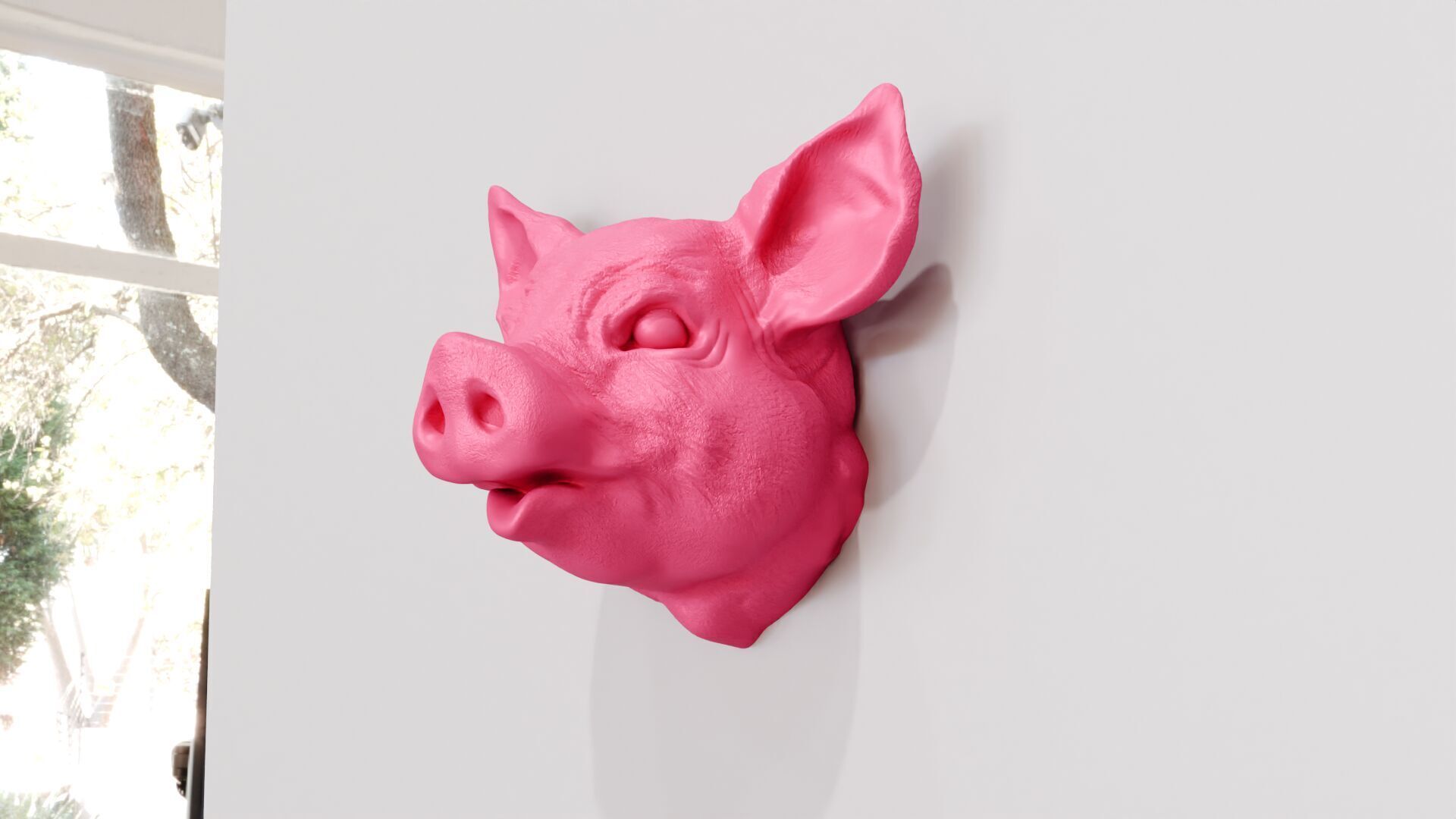 Pig head wall mount STL 3D print model_1