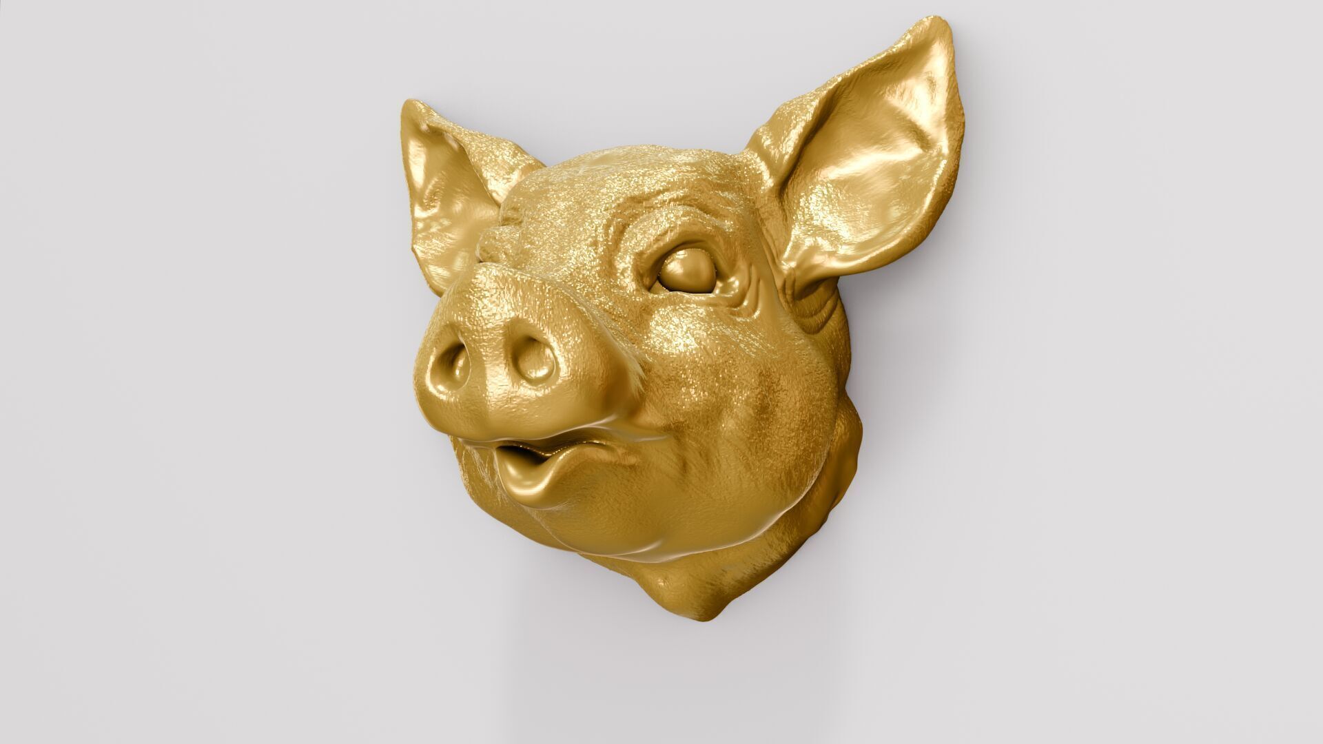 Pig head wall mount STL 3D print model_3