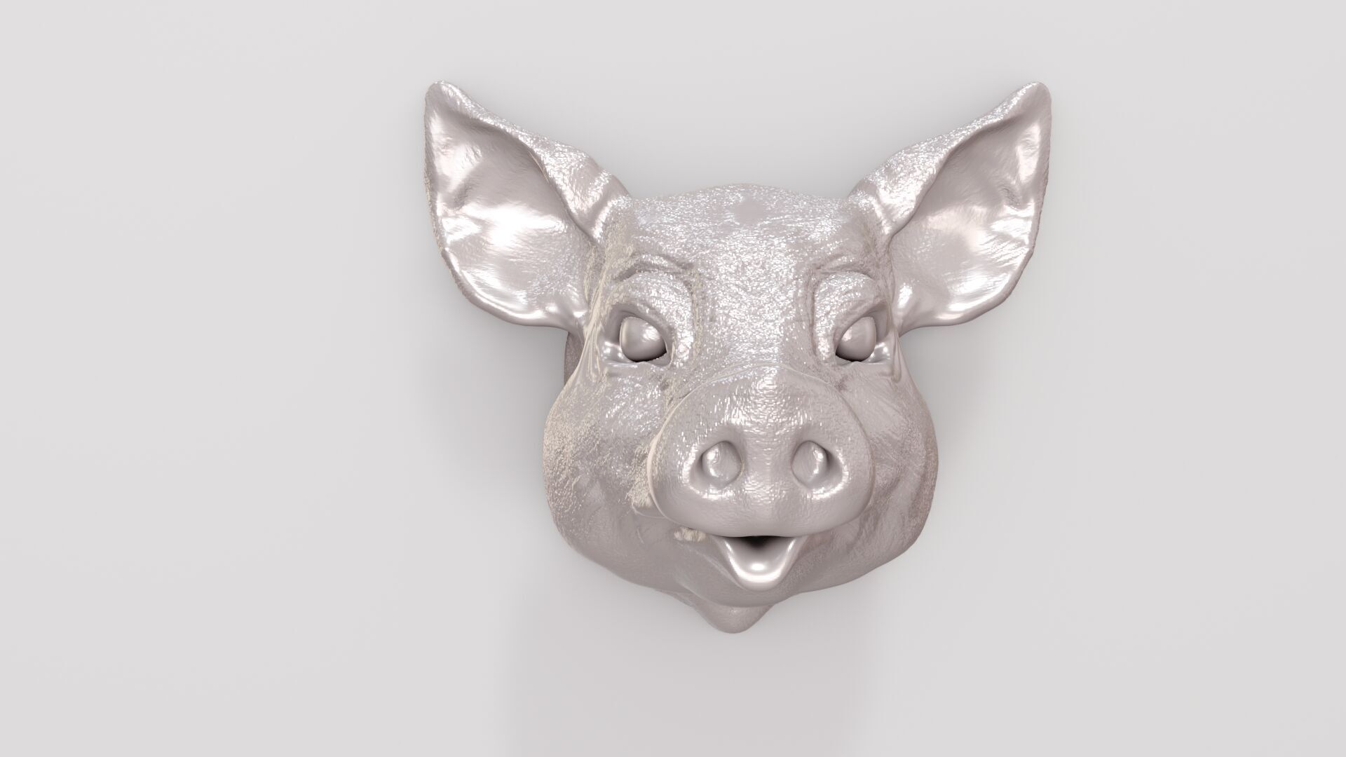 Pig head wall mount STL 3D print model_4