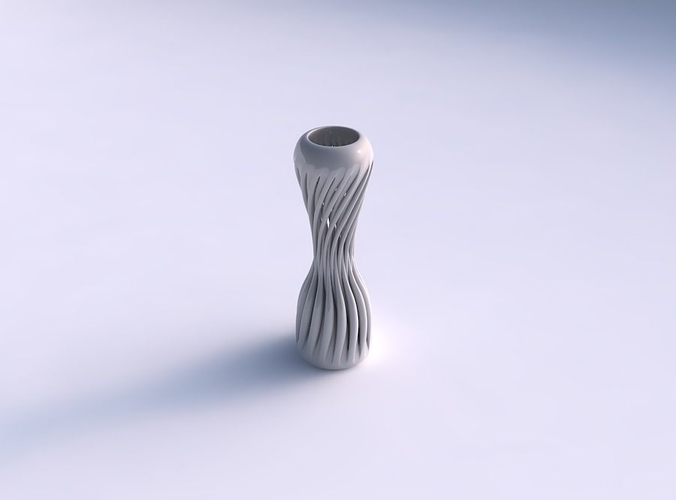 Vase curved wavy with thick muscle structure widened top