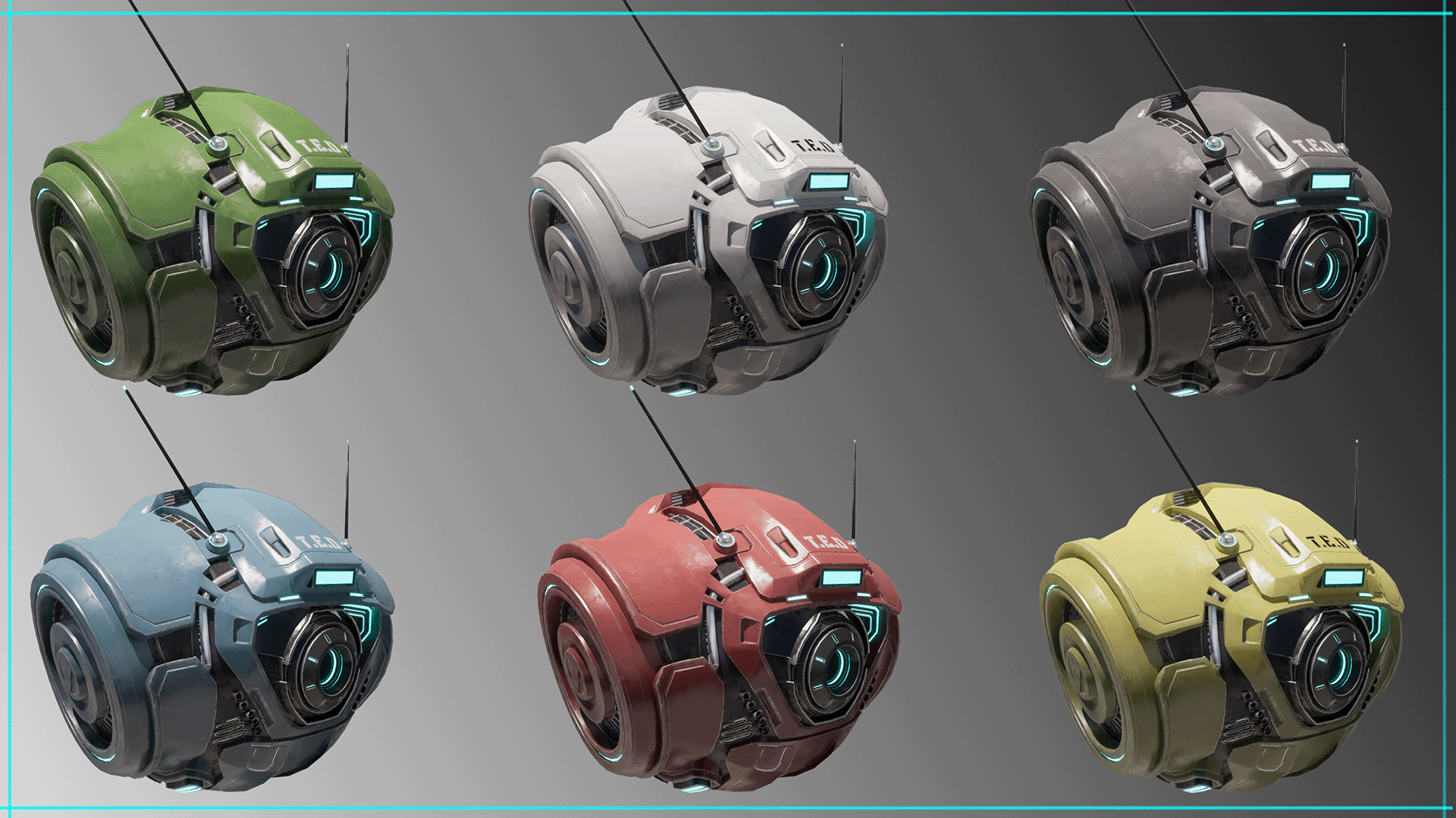 Technical Escort Drone Tier 2 T-E-D Sci-Fi Asset Pack  Low-poly 3D model_7