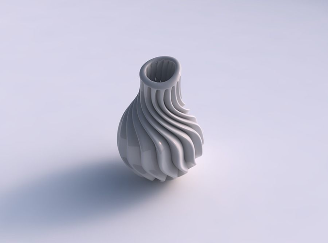 Vase curved wavy small with extruded lines pimp up top