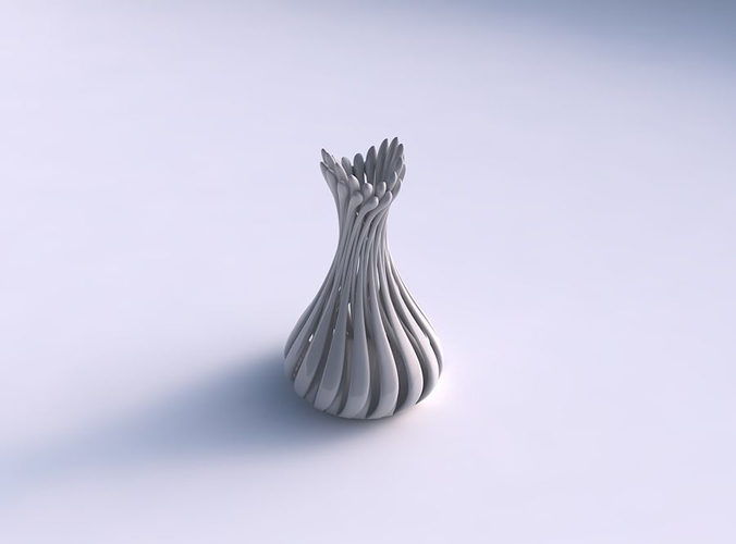 Vase curved twisted with muscle structure and soft tips streched top