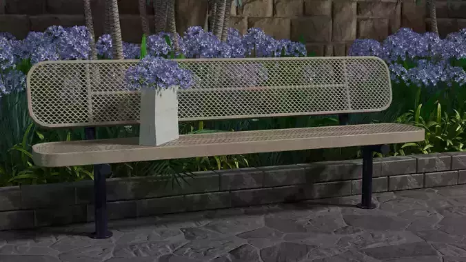 Nr-12 Park Bench - Steel Low-poly 3D model