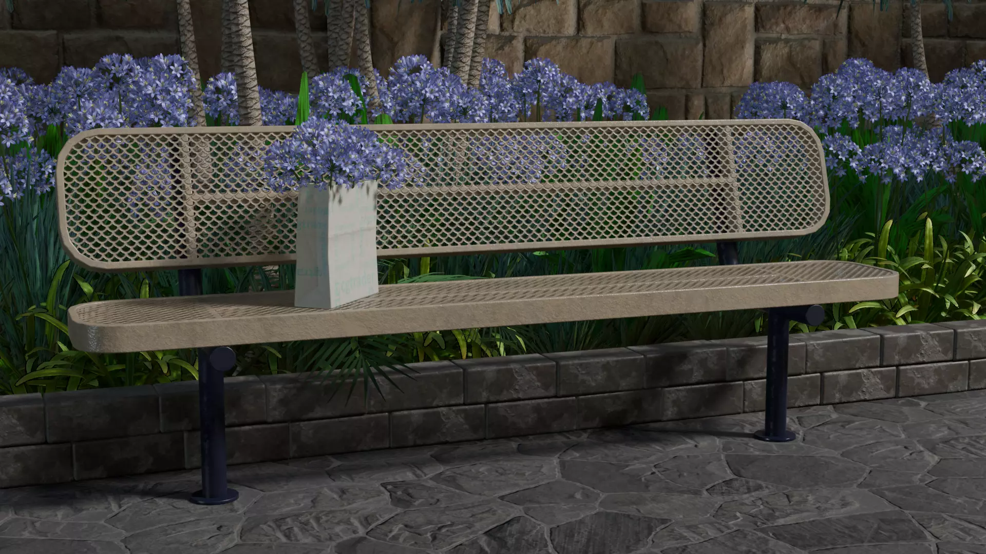 Nr-12 Park Bench - Steel Low-poly 3D model