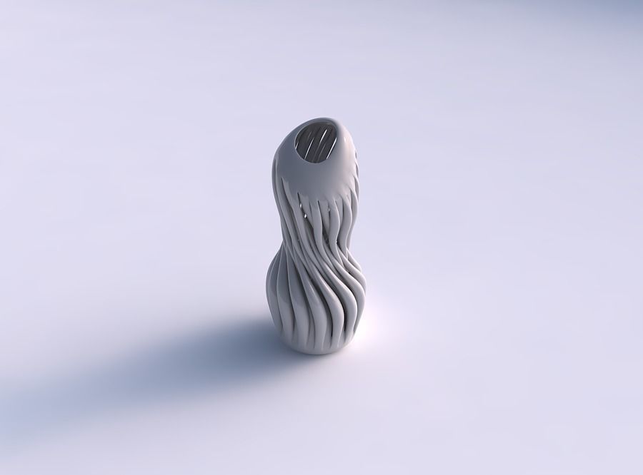 Vase curved wavy with thick muscle structure pimp up top 3D print model_0