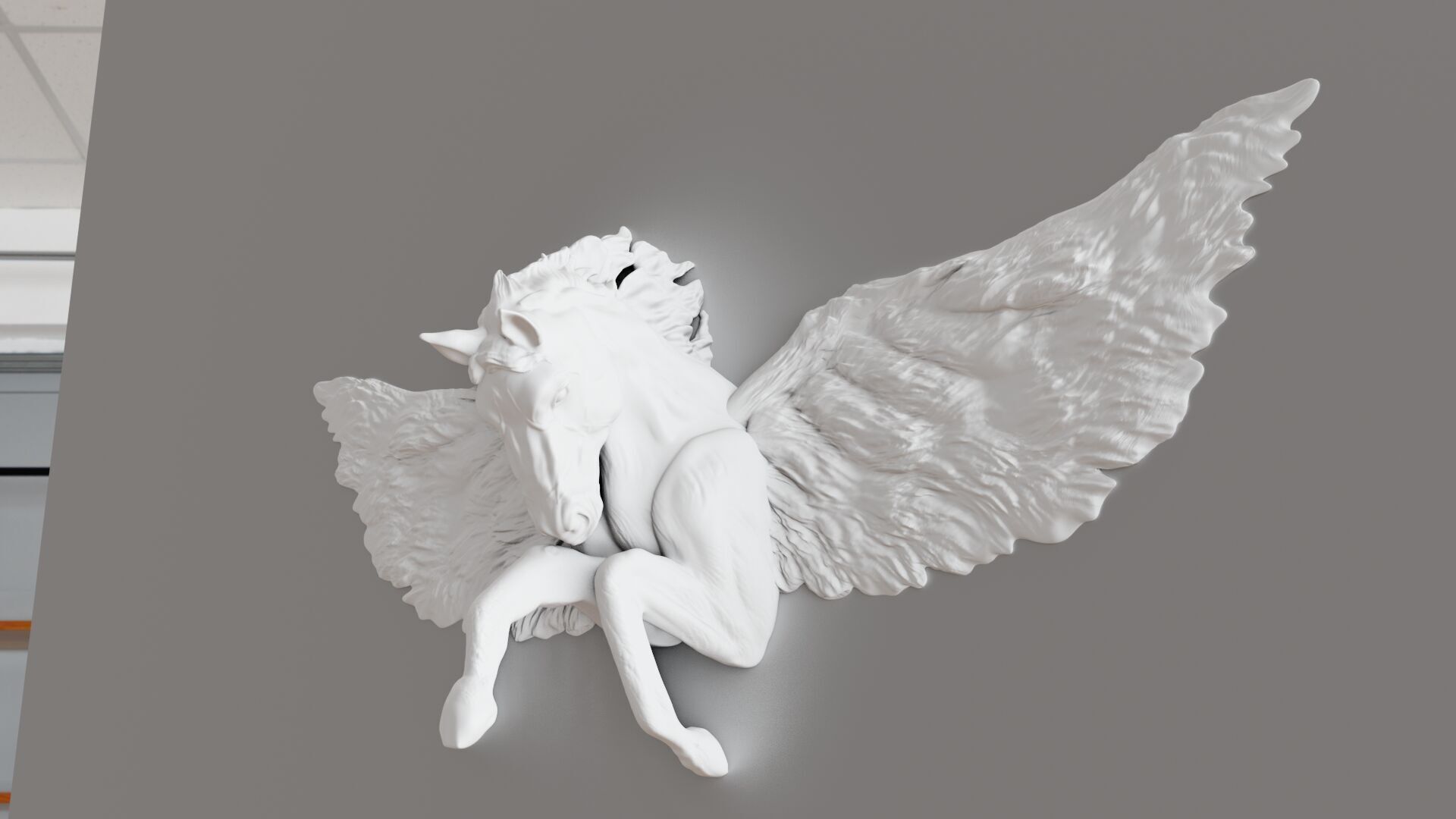 Pegasus horse with wings wall art decor STL 3D print model_6