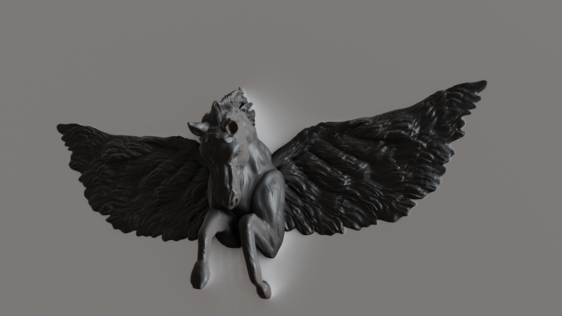 Pegasus horse with wings wall art decor STL 3D print model_2
