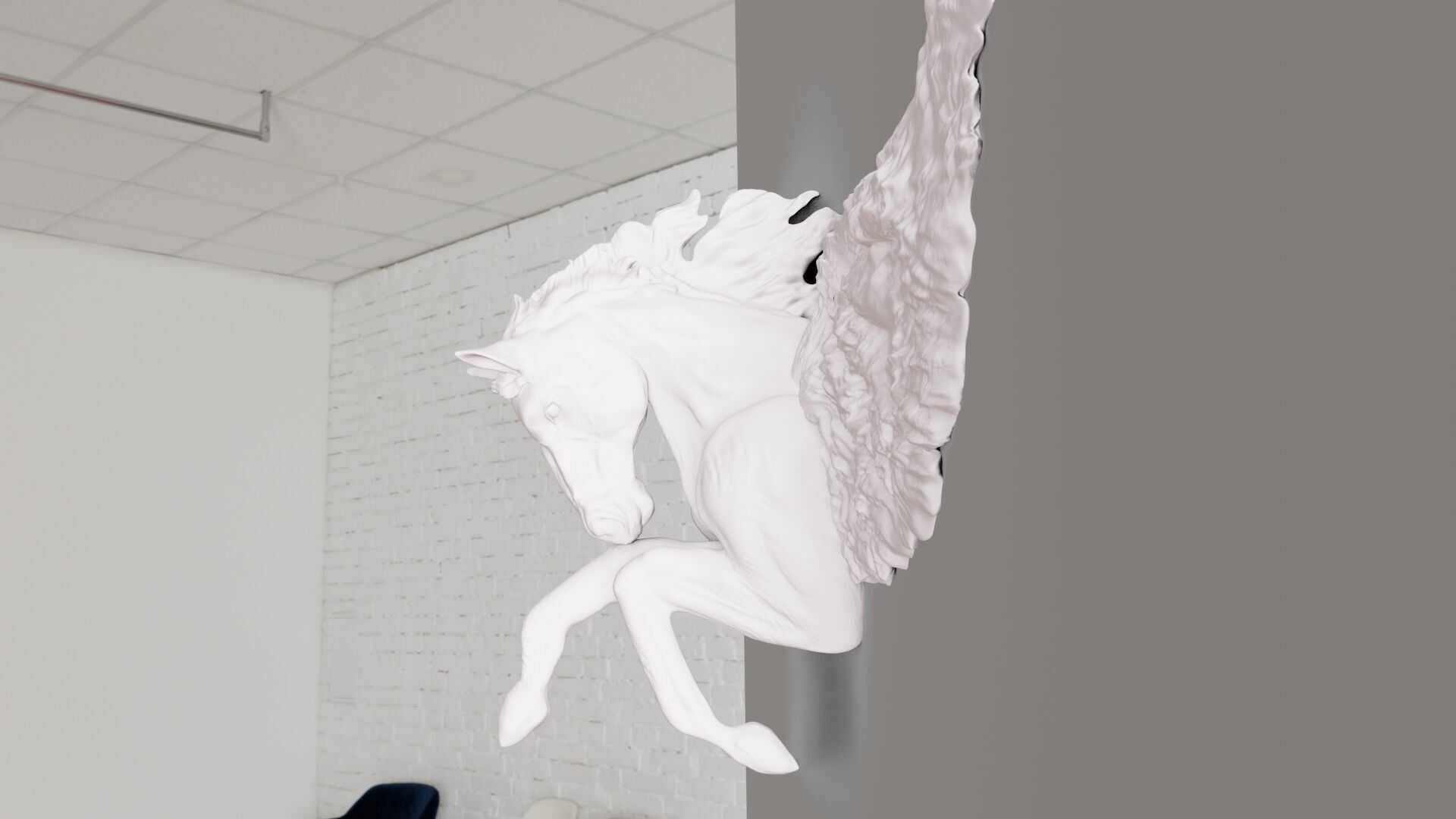 Pegasus horse with wings wall art decor STL 3D print model_5