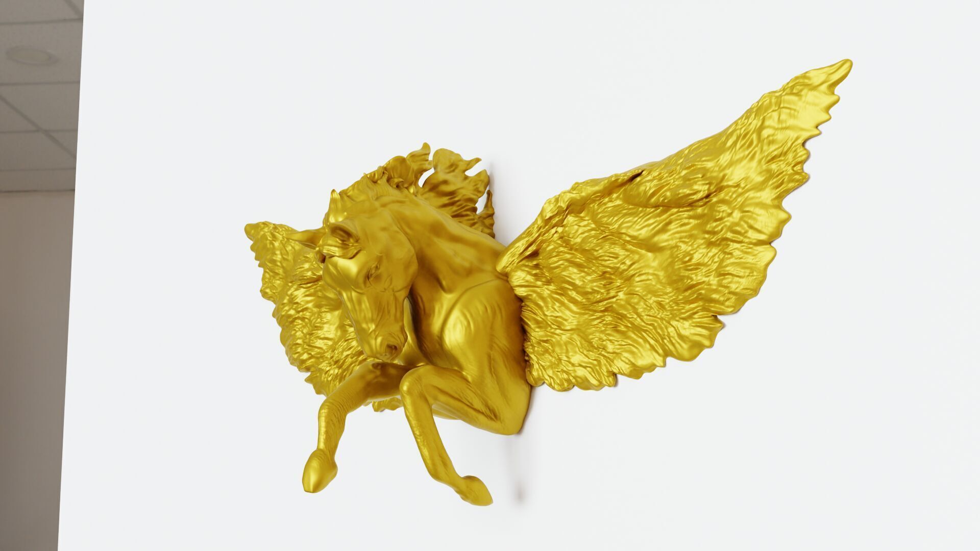Pegasus horse with wings wall art decor STL 3D print model_1