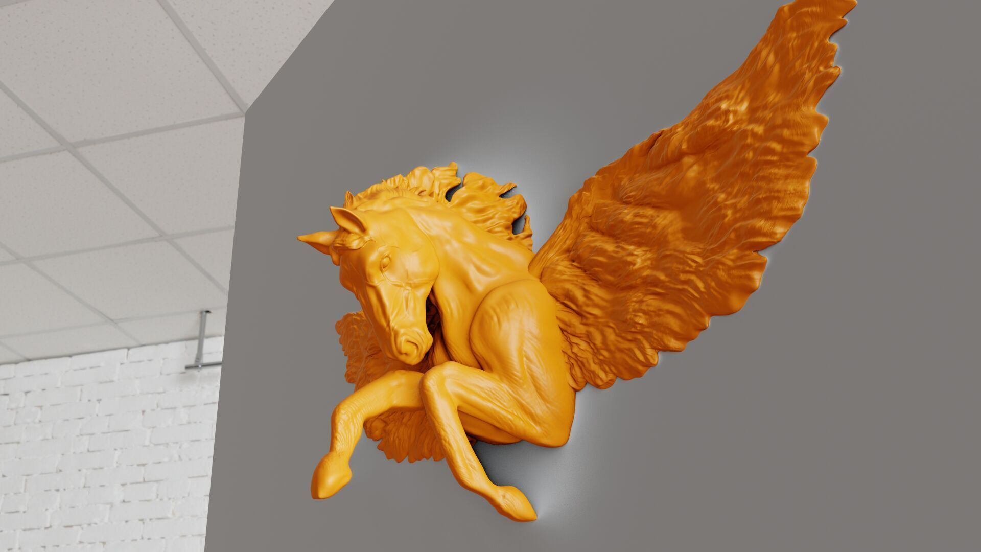 Pegasus horse with wings wall art decor STL 3D print model_4
