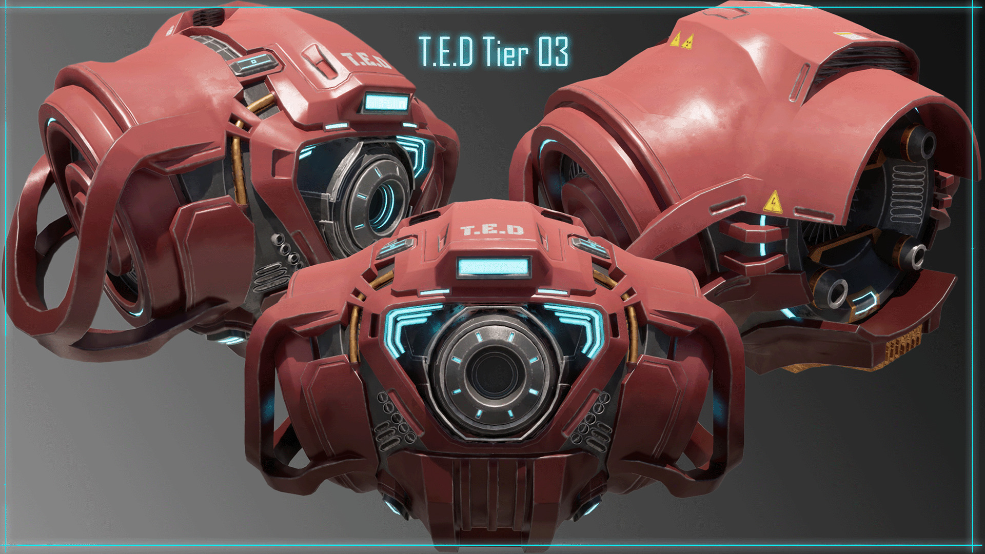 Technical Escort Drone Tier 3 T-E-D Sci-Fi Asset Pack Low-poly 3D model_4