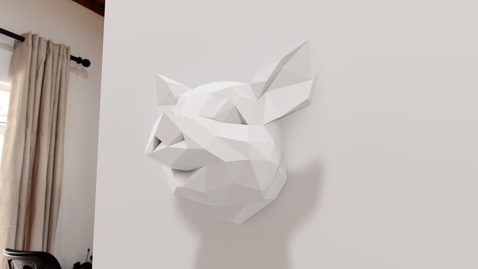Pig head low poly wall mount STL 3D print model_2