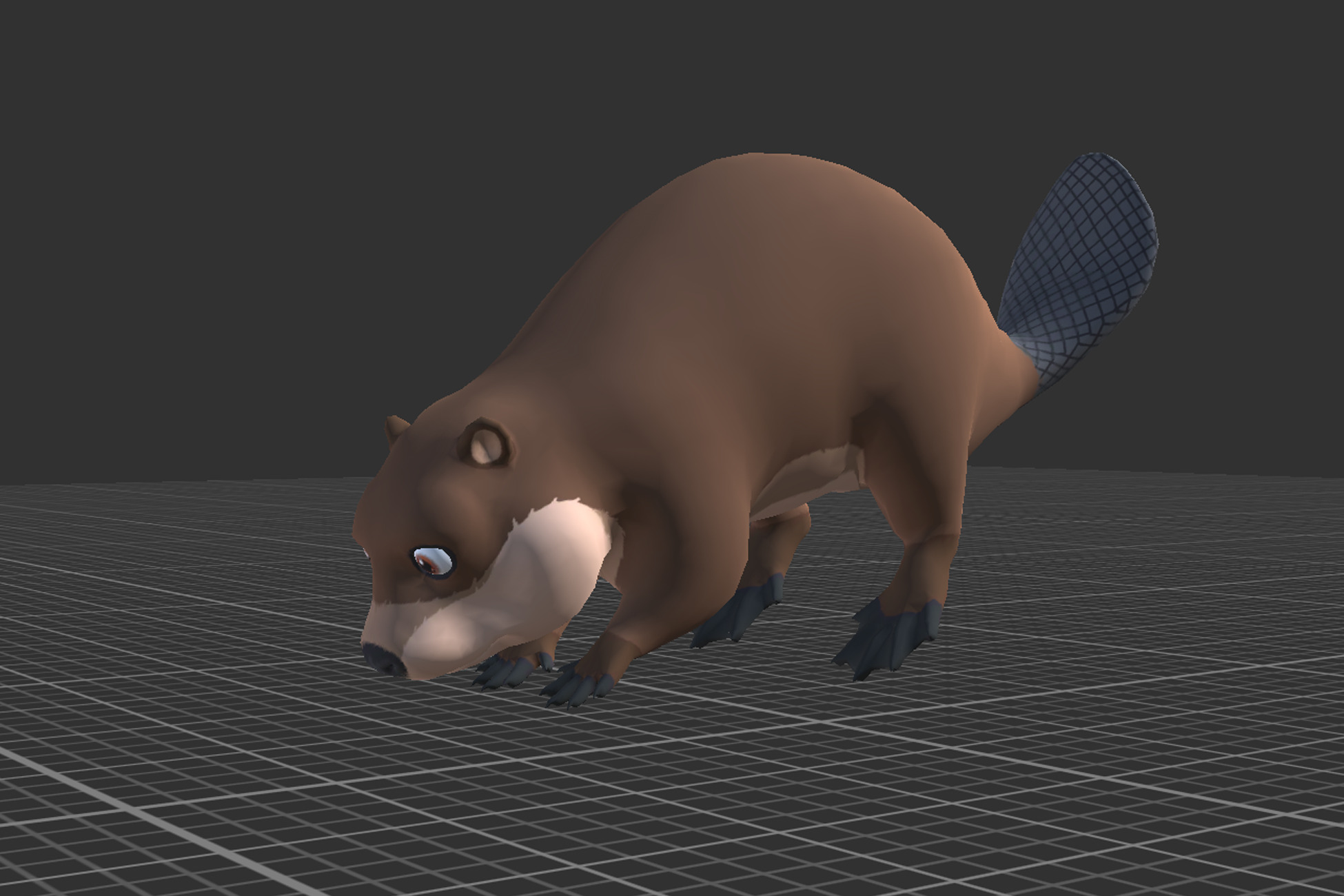Cartoon Beaver Low-poly 3D model_6