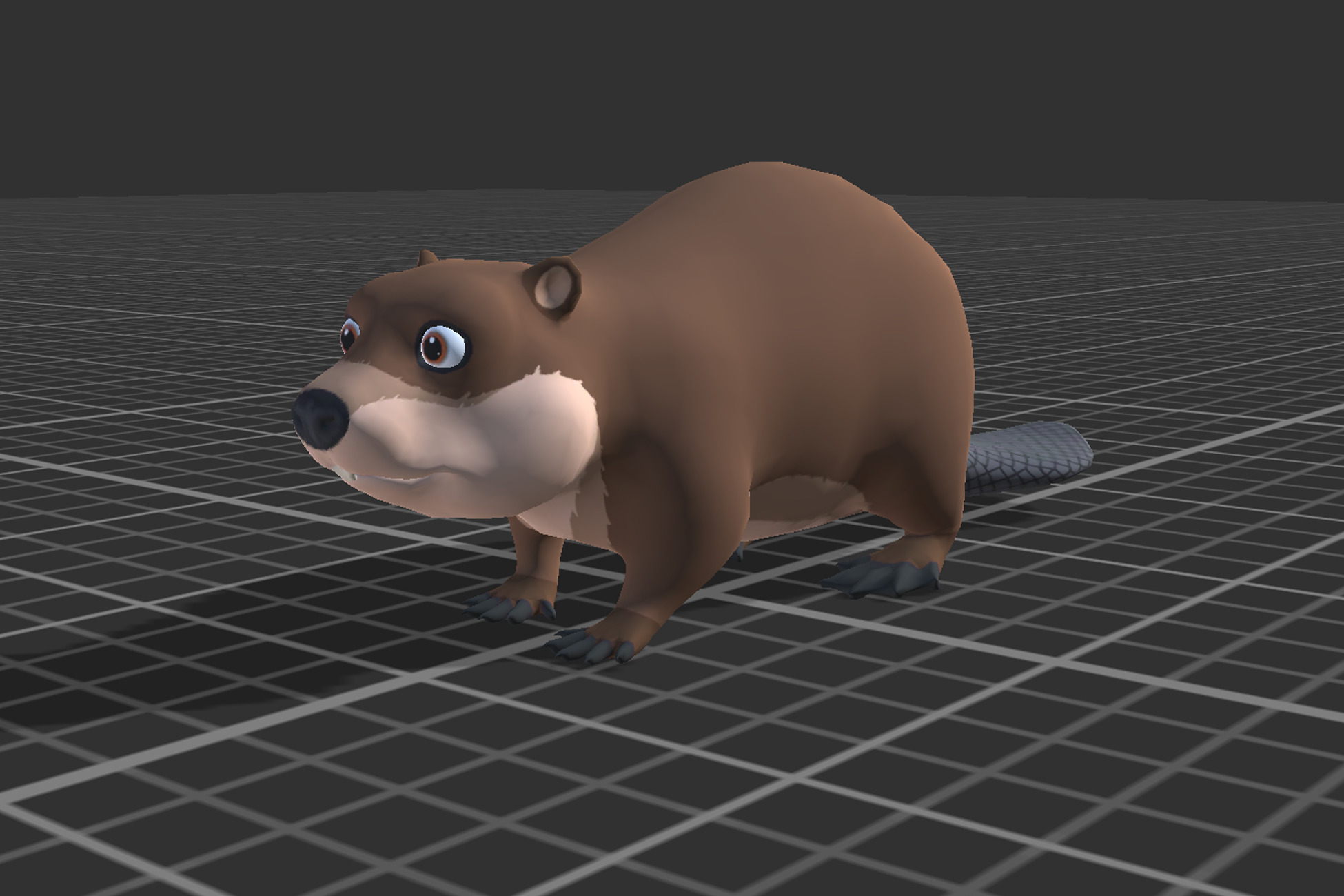 Cartoon Beaver Low-poly 3D model_3