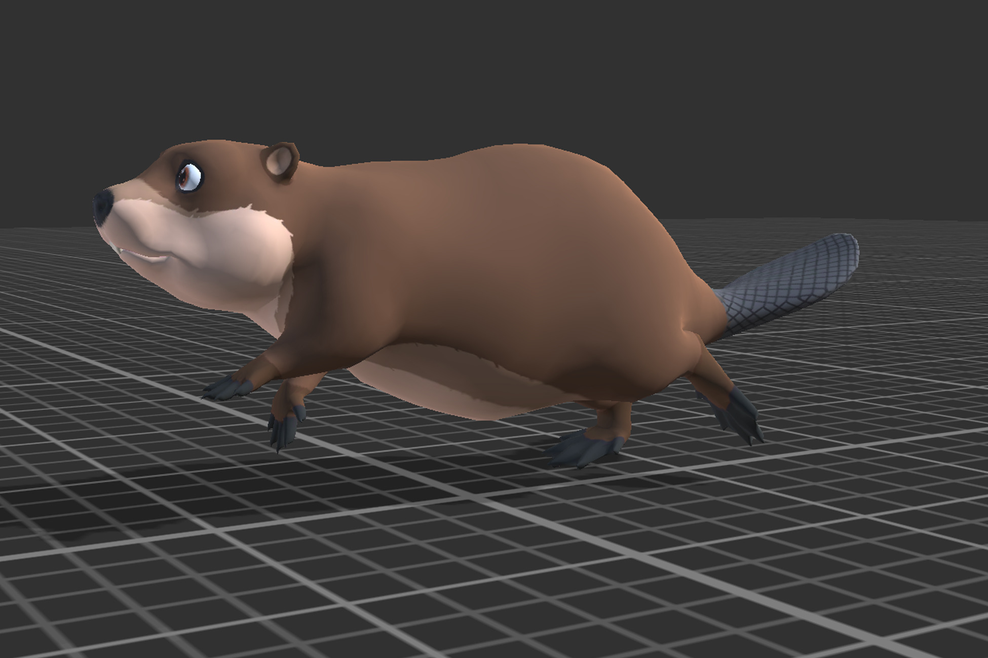 Cartoon Beaver Low-poly 3D model_7