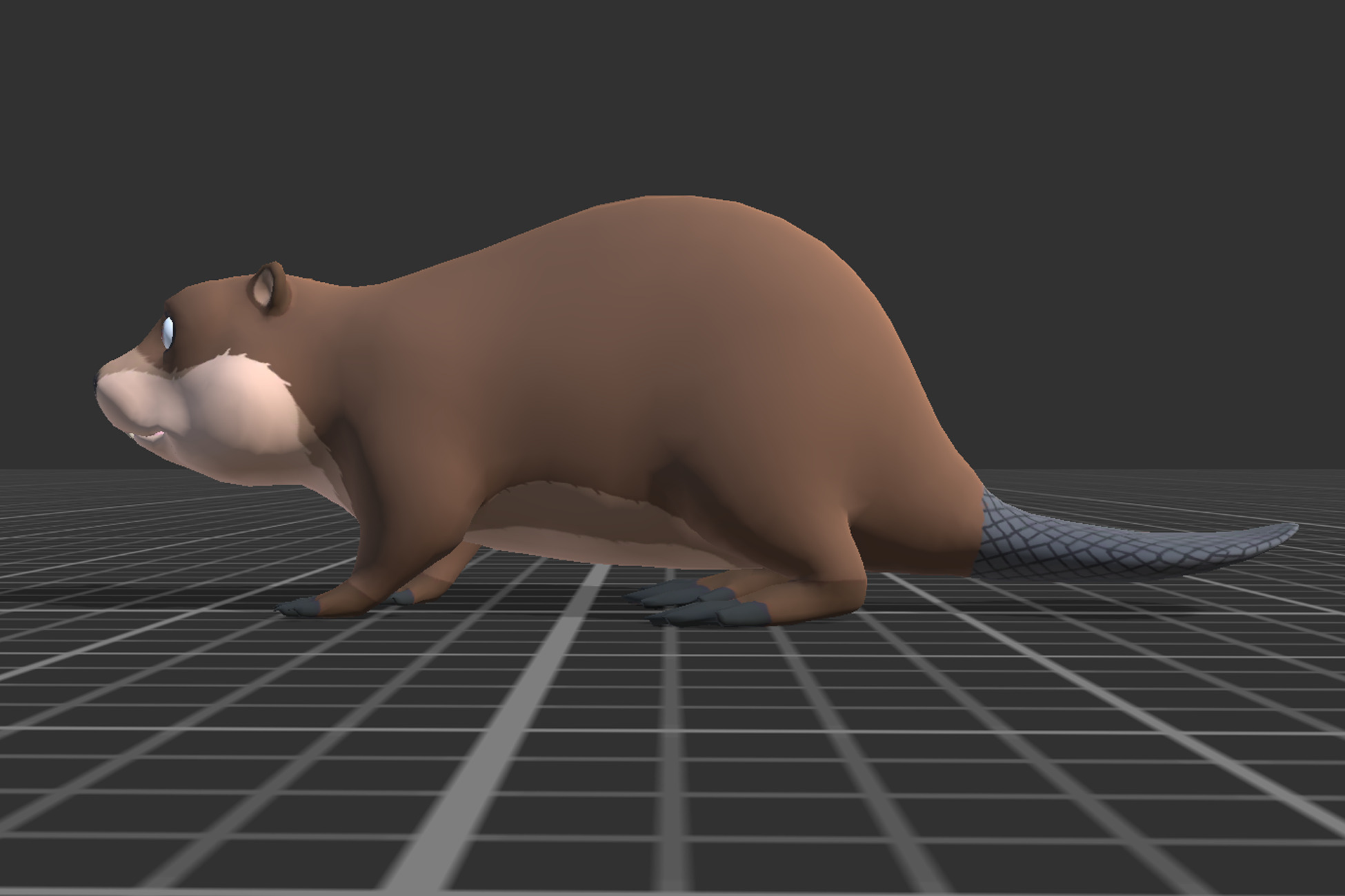Cartoon Beaver Low-poly 3D model_2